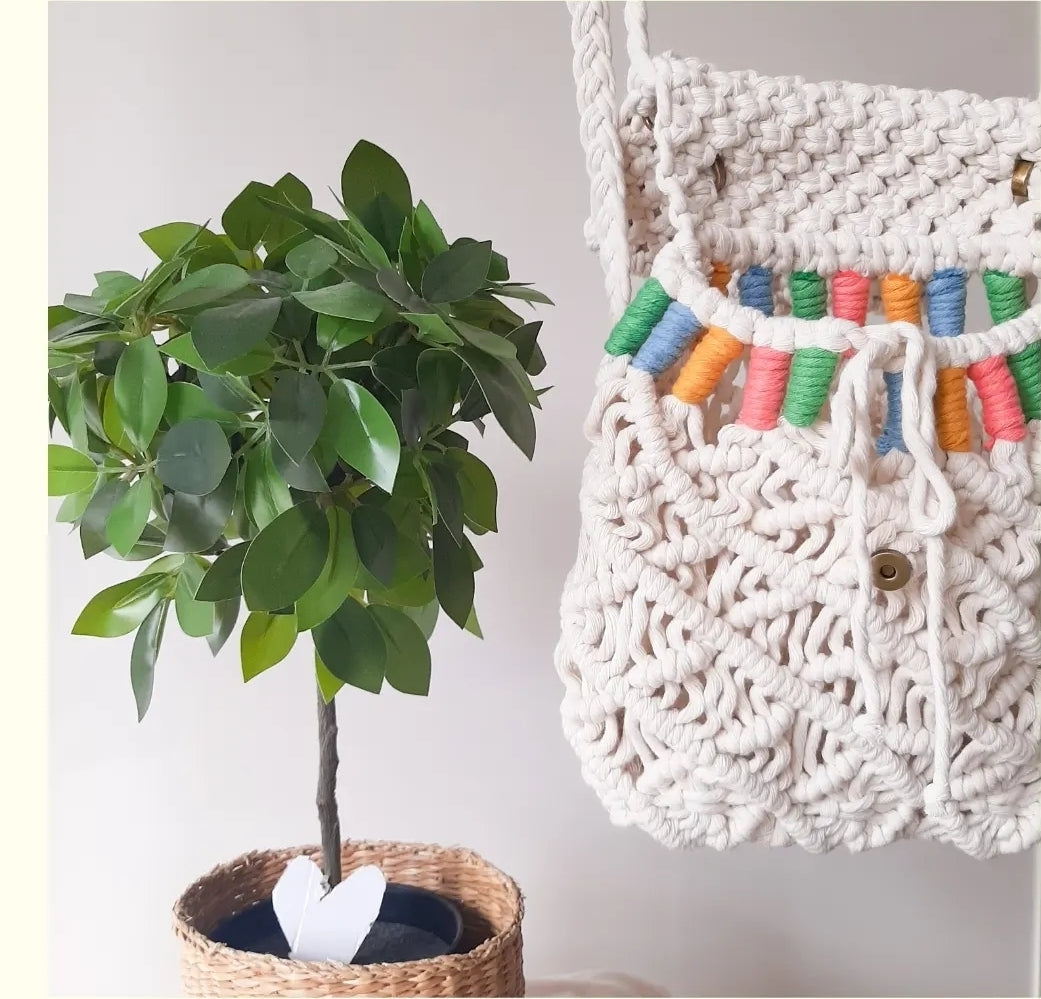Mochila Artesanal "Raíces" – Edición Macramé Multicolor